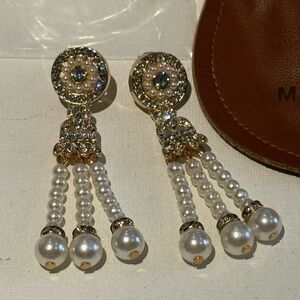NEW Pearl and Gold Dangle Earrings